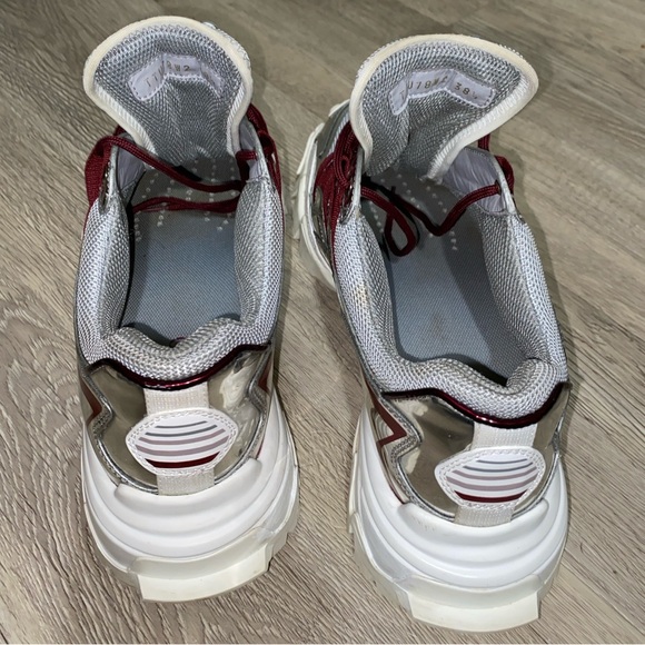 VALENTINO GARAVANI Sneaker Climber Sliver/Burgundy EUR 38.5 USA W8-8.5 M 7-7.5 - Picture 14 of 16